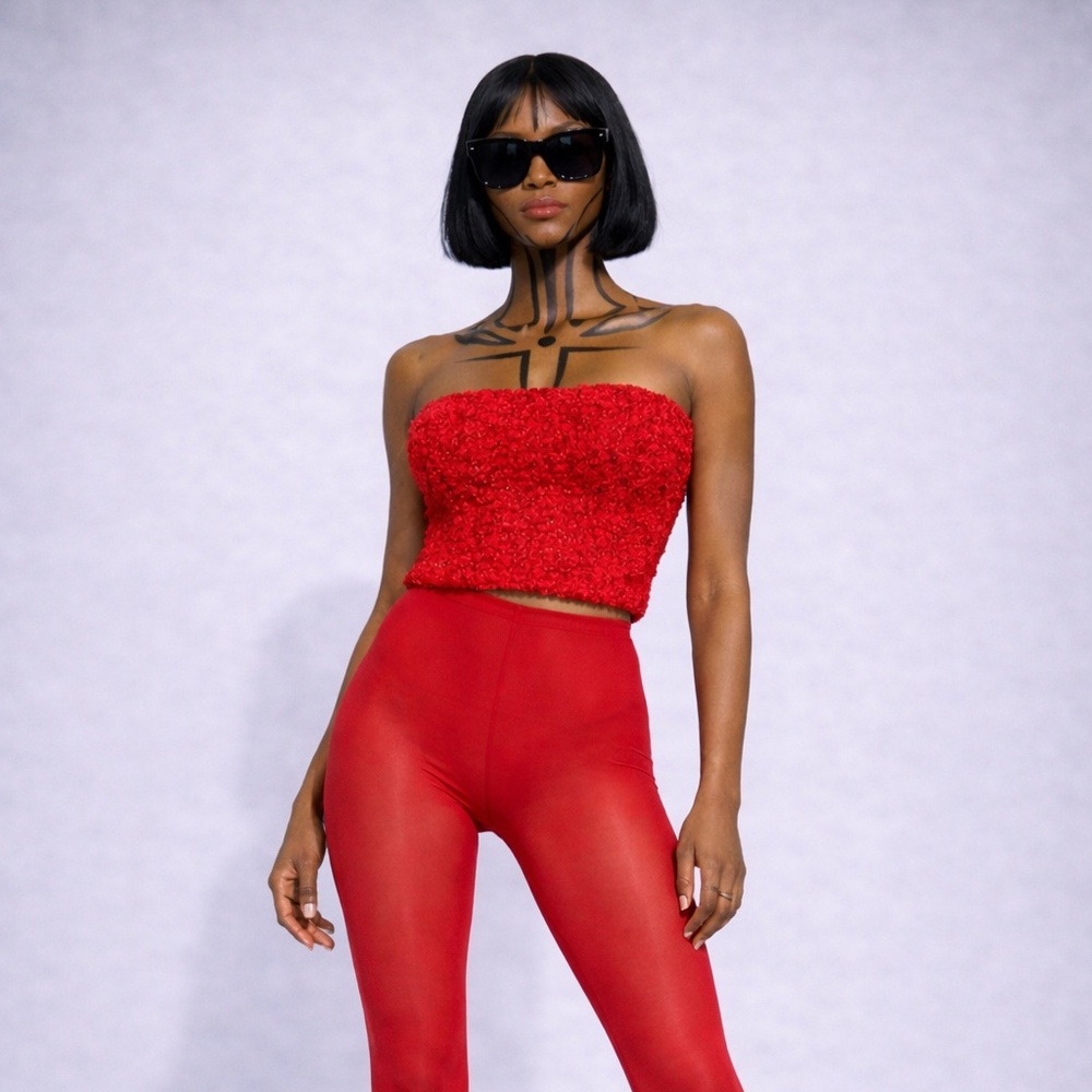 Crimson Handknitted Tube Top